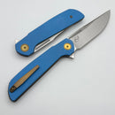Reate Knives Remedy Fat Carbon Blue Glass Handle w/ Bronze Accents & Belt Satin Elmax Blade West Special