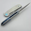 Reate Knives Remedy Fat Carbon White Glass Handle w/ Blue Accents & Belt Satin Elmax Blade West Special