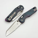 Microtech Marfione Select MSI RAM LOK Mini Fluted Nebula Green Titanium Handles w/ Purple Accents & 3.15" Part Serrated Stonewash M390MK 210M-11FLMS18