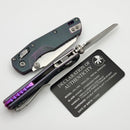 Microtech Marfione Select MSI RAM LOK Mini Fluted Nebula Green Titanium Handles w/ Purple Accents & 3.15" Part Serrated Stonewash M390MK 210M-11FLMS18