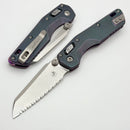 Microtech Marfione Select MSI RAM LOK Mini Fluted Nebula Green Titanium Handles w/ Purple Accents & 3.15" Stonewash Full Serrated M390MK 210M-12FLMS18