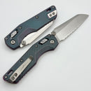 Microtech Marfione Select MSI RAM LOK Mini Fluted Nebula Green Titanium Handles w/ Purple Accents & 3.15" Stonewash Full Serrated M390MK 210M-12FLMS18