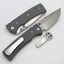Chaves Knives Redencion 229 w/ Charcoal Grey G-10 Handles & Satin Tanto Elmax - Blue Label