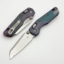 Microtech Marfione Select MSI RAM LOK Mini Frag Nebula Green Titanium Handles w/ Purple Accents & 3.15" Stonewash Full Serrated M390MK 210M-12FRMS18