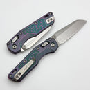 Microtech Marfione Select MSI RAM LOK Mini Frag Nebula Green Titanium Handles w/ Purple Accents & 3.15" Stonewash Full Serrated M390MK 210M-12FRMS18