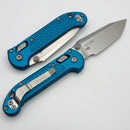 Factory Blem Microtech Knives LUDT Ram-Lok w/ Blue Frag Handle & Stonewash Tanto 1136RL-10FRBL