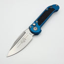 Factory Blem Microtech Knives LUDT Gen III Stonewash Drop Point w/ Blue Handle 1135-10BL