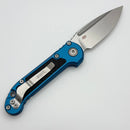 Factory Blem Microtech Knives LUDT Gen III Stonewash Drop Point w/ Blue Handle 1135-10BL