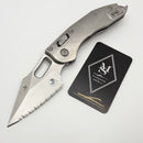 Microtech Marfione Select Manual Stitch RAM LOK Titanium Handles & Full Serrated Stonewash M390MK w/ Double Vapor Blast & Purple Accents 169RL-12MS3