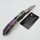 Microtech Marfione Select Manual Stitch RAM LOK Titanium Handles & Full Serrated Stonewash M390MK w/ Double Vapor Blast & Purple Accents 169RL-12MS3