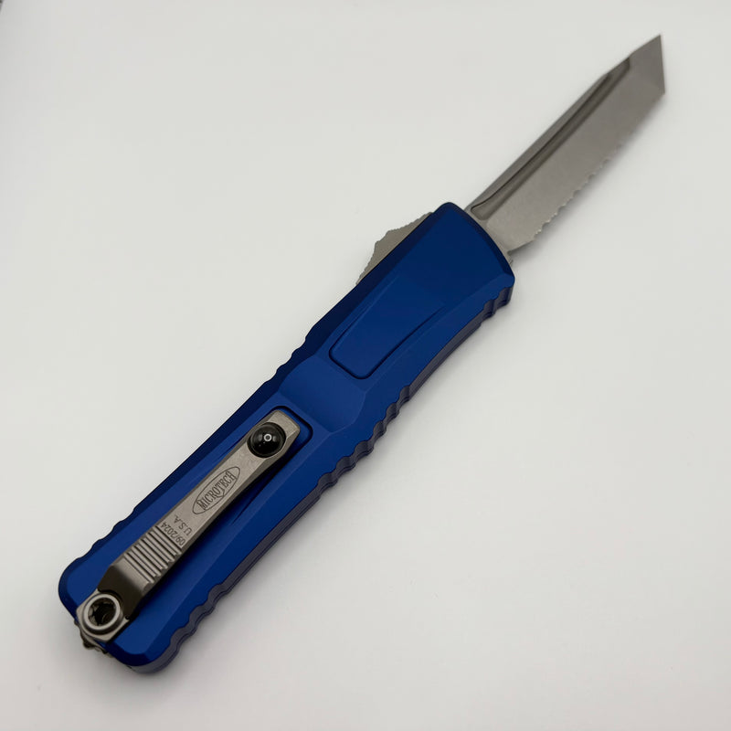 Pre-Owned Microtech Knives Combat Troodon Gen III Stonewash F/S Tanto w/ Navy Blue Handle 1144-12NA