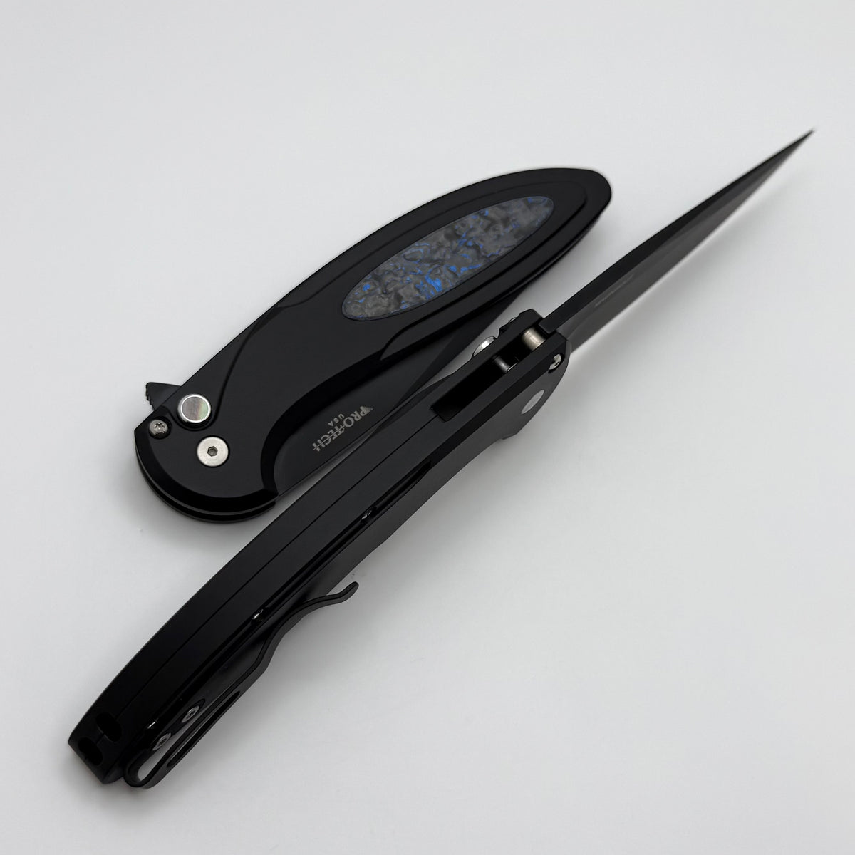Pro-Tech Cambria Manual Black Aluminum Handles w/ TechnoCarbo Blue Inl