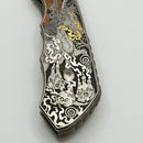 Custom Knife Factory & Rotten Design EVO 1.1 Custom One Off Engraved Titanium Handles w/ Damasteel