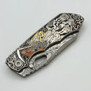 Custom Knife Factory & Rotten Design EVO 1.1 Custom One Off Engraved Titanium Handles w/ Damasteel