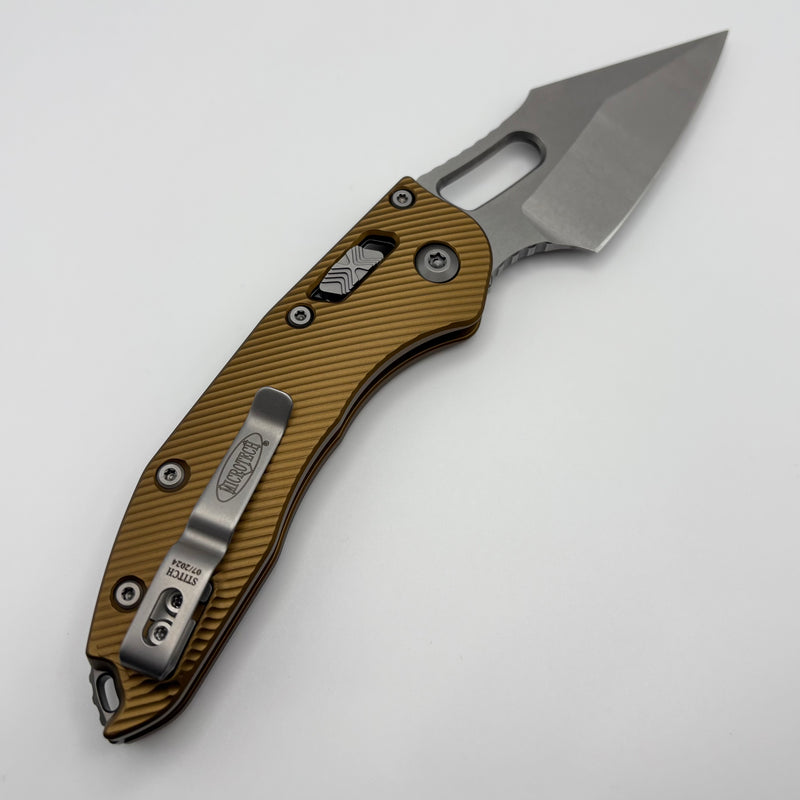 Pre-Owned Microtech Knives Manual Stitch RAM LOK Fluted Tan Aluminum Stonewash Standard & M390MK 169RL-10FLTA