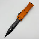 Pre-Owned Microtech Knives Mini Hera 30th Anniversary Black D/E M390MK w/ Orange Handle 1702M-1OR30