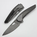 Poikilo Blade VK-Zame Shark S3 Dark Stonewash Titanium Integral Handle w/ Crystal Ti Inlays & Dark Stonewash M398