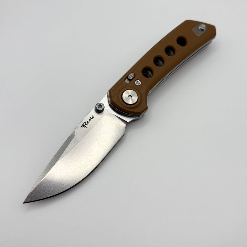 Pre-Owned Reate Knives PL-XF Tan G-10 Handles & Stonewash Nitro-V