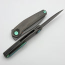 Reate Knives VK-Fux Darkwash Titanium Handles w/ Green Ti Accents & Hand Rubbed Acid Wash Elmax