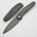 Reate Knives VK-Fux Darkwashed Titanium Handles w/ Blue Accents & Darkwashed Elmax
