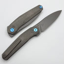 Reate Knives VK-Fux Darkwashed Titanium Handles w/ Blue Accents & Darkwashed Elmax