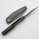 Reate Knives VK-Fux Darkwashed Titanium Handles w/ Blue Accents & Darkwashed Elmax