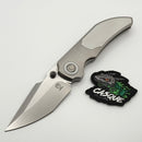 Poikilo Blade Christensen Knifeworks Casque Titanium Handles w/ White Ti Inlays & Pearlescent M398