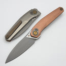 Reate Knives VK-Fux Copper/Titanium Handles w/ Bronze Accents & Frosted Satin Elmax