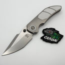 Poikilo Blade Christensen Knifeworks Casque Titanium Handles w/ 3 Piece White Ti Inlays & Pearlescent M398