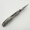 Poikilo Blade Christensen Knifeworks Casque Titanium Handles w/ 3 Piece White Ti Inlays & Pearlescent M398
