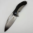 Pre-Owned Microtech Matrix Titanium w/ Carbon Fiber Scales & Blue Ti Pivot Collars w/ Hand Satin M390 165C-4CFTI