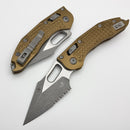 Microtech Knives Manual Stitch RAM LOK Tan Aluminum Handle & Apocalyptic Part Serrated M390MK 169RL-11APFRTA