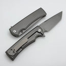 Chaves Knives Street Liberation Flipper w/ Titanium Integral Handle & Stonewash Tanto M390
