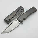 Chaves Knives Street Liberation Flipper w/ Titanium Integral Handle & Belt Finish Tanto M390