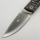 Uldanov Custom Knives One Off Sierra Titanium Handles w/ Silver/Copper Hand Engraved Inlays & Damascus Front Flipper