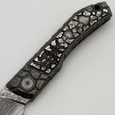 Uldanov Custom Knives One Off Sierra Titanium Handles w/ Silver/Copper Hand Engraved Inlays & Damascus Front Flipper