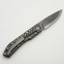 Uldanov Custom Knives One Off Sierra Titanium Handles w/ Silver/Copper Hand Engraved Inlays & Damascus Front Flipper