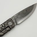 Uldanov Custom Knives One Off Sierra Titanium Handles w/ Silver/Copper Hand Engraved Inlays & Damascus Front Flipper
