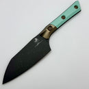 Microtech Santoku 4.2" Caribbean Blue G-10/Bronze Titanium Bolster Handle w/ DLC M390MK Signature Series 3300B-1DLCCAS