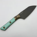 Microtech Santoku 4.2" Caribbean Blue G-10/Bronze Titanium Bolster Handle w/ DLC M390MK Signature Series 3300B-1DLCCAS
