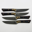 Microtech Steak 4 Piece Set Black Cherry G-10/Bronze Ti Bolster Handle w/ DLC M390MK 3600B-1SETDLCBCS