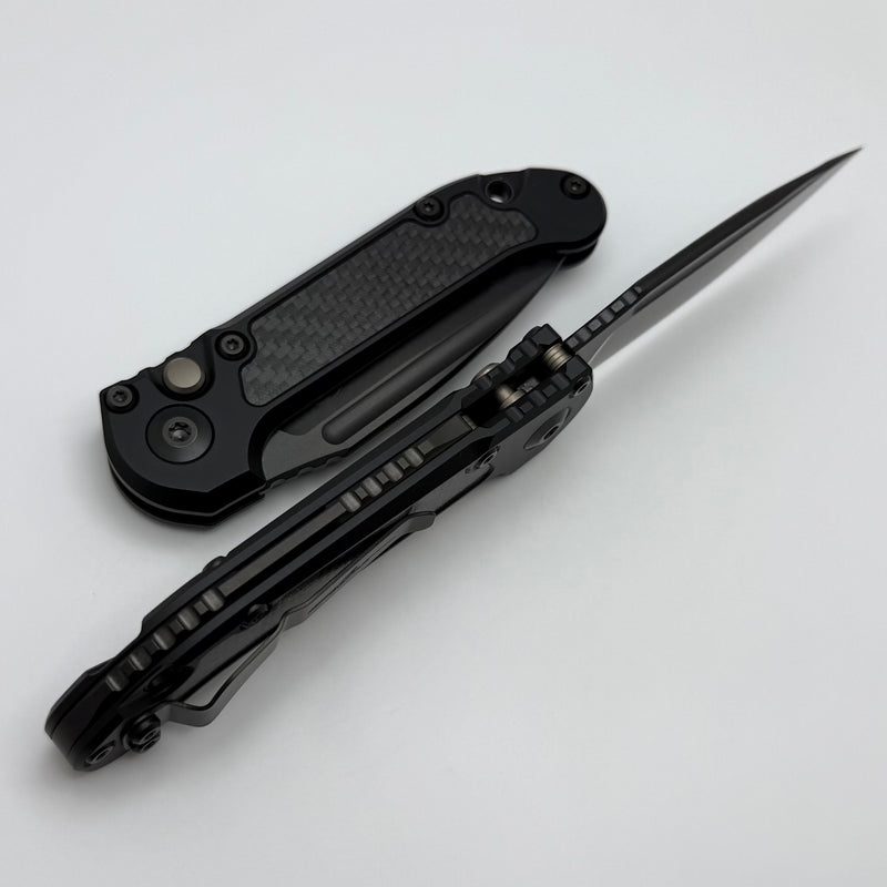 Microtech Knives LUDT Gen III DLC S/E w/ Carbon Fiber Inlays Signature