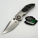 Poikilo Blade Christensen Knifeworks Casque Titanium Handles w/ 3 Piece Black Ti Inlays & Pearlescent M398