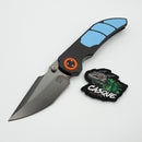 Poikilo Blade Christensen Knifeworks Casque Titanium Handles w/ 3 Piece Teal Ti Inlays & Pearlescent Stonewash DLC M398