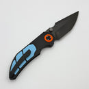 Poikilo Blade Christensen Knifeworks Casque Titanium Handles w/ 3 Piece Teal Ti Inlays & Pearlescent Stonewash DLC M398
