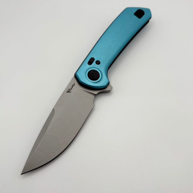 Pre-owned Reate Knives PL-XF Blue Aluminum Handles & Stonewash Nitro-V