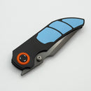 Poikilo Blade Christensen Knifeworks Casque Titanium Handles w/ 3 Piece Teal Ti Inlays & Pearlescent Stonewash DLC M398