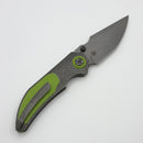 Poikilo Blade Christensen Knifeworks Casque Titanium Handles w/ Green Ti Inlays & Dark Stonewash M398