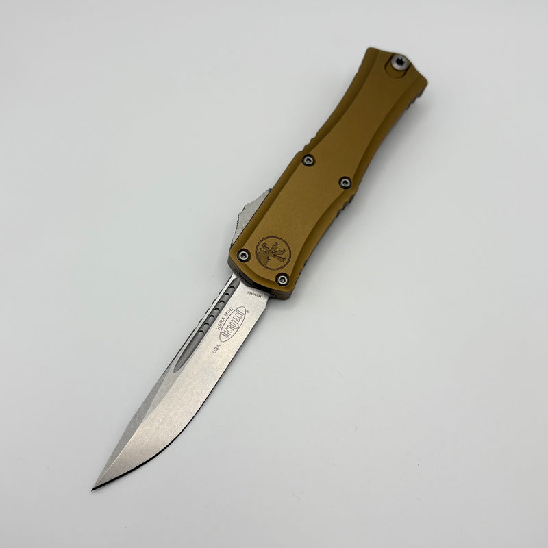 Pre-Owned Microtech Knives Mini Hera 30th Anniversary Stonewash S/E M390MK w/ Tan Handle 1703M-10TA30