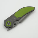 Poikilo Blade Christensen Knifeworks Casque Titanium Handles w/ Green Ti Inlays & Dark Stonewash M398
